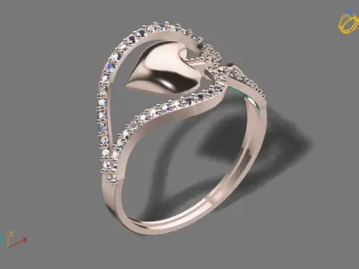 Womens Diamond Signet Ring Women Rings 3dmodels 3D print model 3D print model 40