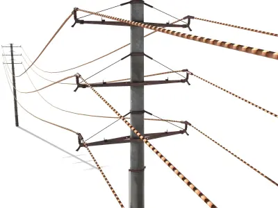 Electricity Pole 19 Weathered Low-poly 3D model