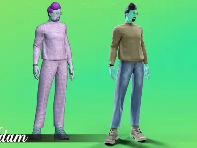 Stylized motion design male character Low-poly 3D model