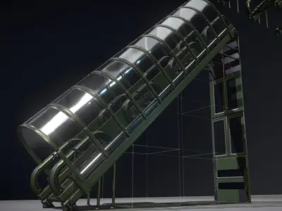 Modular Stairs Collection Green Painted Metal Low-poly 3D model