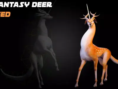Unicorn Deer - Fantasy Creature 3D Model for Blender Low-poly 3D model