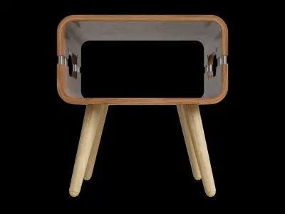 Matt Curved Walnut Edge Side Table Low-poly 3D model