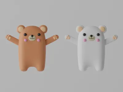 Cartoon Cute Bear Low-poly 3D model