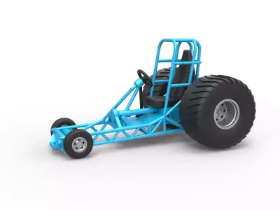 Chassis of Mini Rod pulling tractor Scale 1 to 25 3D print model
