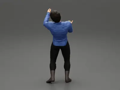 man standing and carrying a big box 3D print model