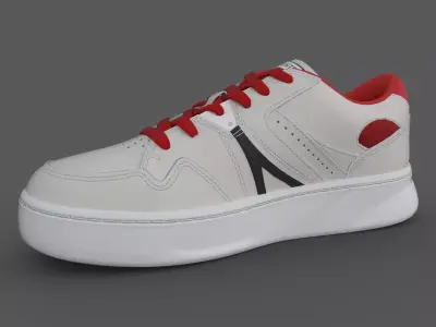 Lacoste Leather ColorPop Sneakers WhiteRed Low-poly 3D model