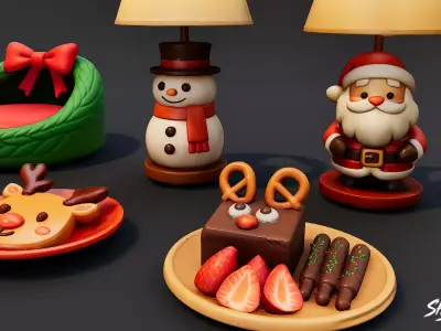 Christmas Cozy Decor Pack Low-poly 3D model