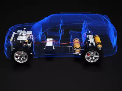 FWD Hydrogen Fuel Cell Car Chassis X-Ray 3D model