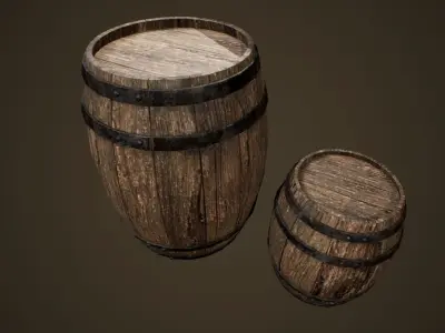 Barrels - PBR Game Ready two wooden Low-poly 3D model