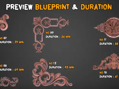 30 Pieces Professional Ornaments Modeling in Blender   Tutorials Low-poly 3D model