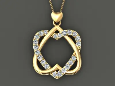 heart pendant love diamond 3D print model