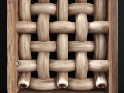 Wicker wood panel frame n2 3D model