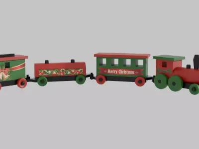 Wooden Toy Christmas Train 3D model