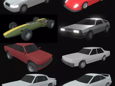 14 Low Poly Cars 3D Model Pack