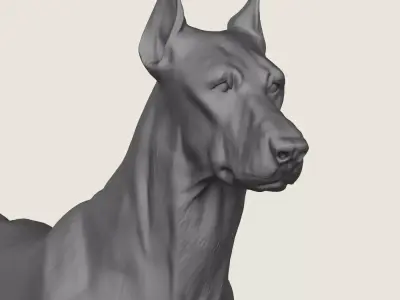Doberman Dog Print Ready 3D Model 3D print model