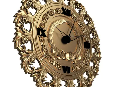 Classic Wall Clock 012 Gold Low-poly 3D model