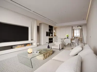 Modern living room dining room interior scenes  3D model 8