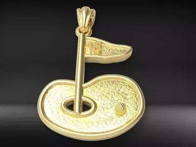 Golf Green with 18th Hole Flag Pendant 3D print model