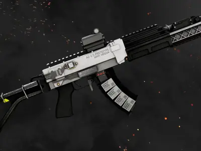 Sci-fi rifle AK series game ready PBR Low-poly 3D model