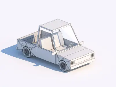 Cartoon Low Poly Car Pickup Low-poly 3D model
