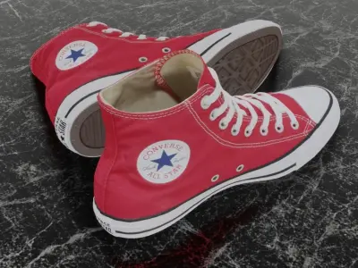 CONVERSE 3D SHOES - RED Low-poly 3D model