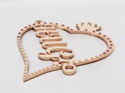 Women Brooch Letter Shape Rhinestone Luxury Stainless 3D print model