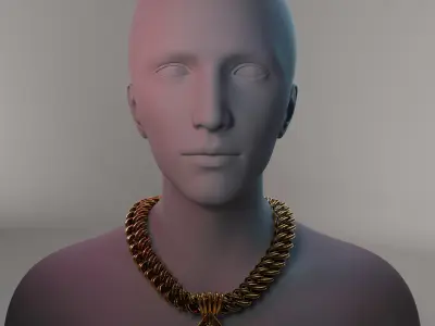 Ethereum Chain Gold Necklace with Geometric Pendant Free low-poly 3D model