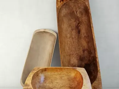 Antique Dough Bowls 2 3D model