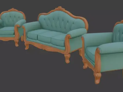 Cartoon style sofa set 3D model buy