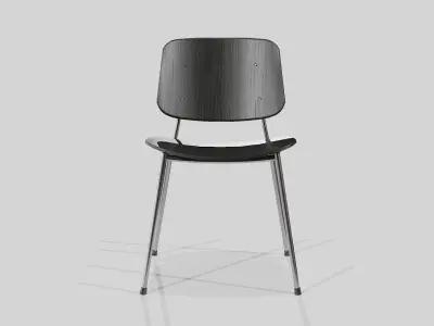 Soborg Metal Base Chair-Black lacquered and Chromed Low-poly 3D model