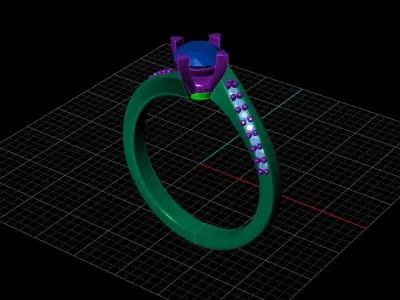 STL 3DM Print Ready Women Diamond Ring Lightweight Printable  3D print model 143