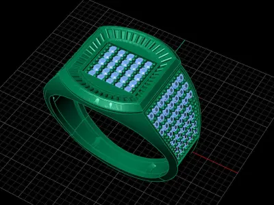 Print Ready STL 3DM  Gents Rings Diamond Men Ring  3D print model 206