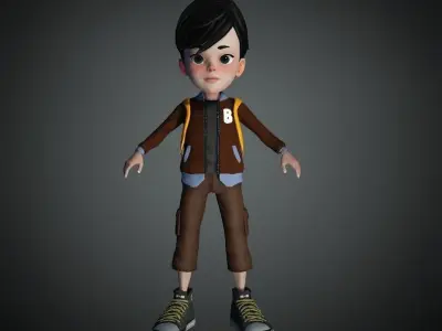 Cartoon Teen Boy and Girl Combo Low-poly 3D model