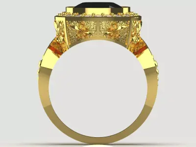 Mans Black Stone stl 3dm Ring with Luxurious Design Model mr0254 3D print model