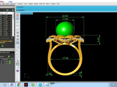 Luxury Pearl Floral Ring 3D Model for Fine Jewelry Design 1389 3D print model