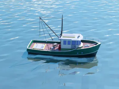  Fishing Boat Big Low Poly Low-poly 3D model