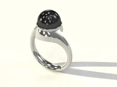 Ladies Pearl Ring Size 7 White Pearl Black Pearl Womens Luxury 3D print model
