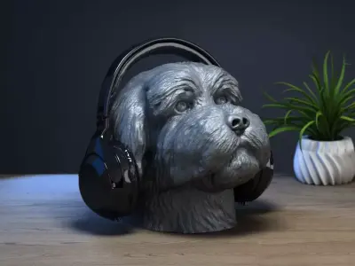dog head Headphone Stand dog head Headset Stand  3D print model