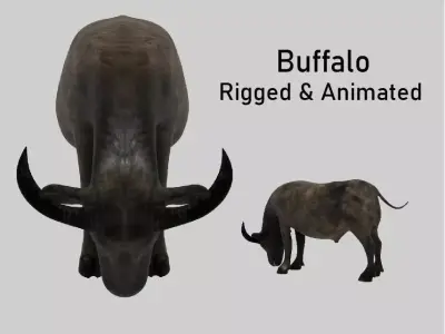 Buffalo Animated VFX Grace Low-poly 3D model