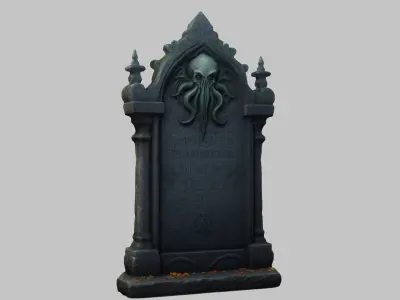 Old Gothic Gravestone with Intricate Details Low-poly 3D model