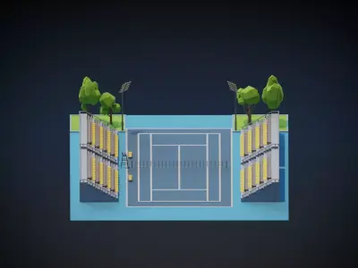 Tennis Court  Free low-poly 3D model