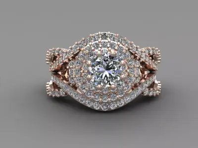 Rose Gold Women Diamond Ring 3D print model 3D print model 19
