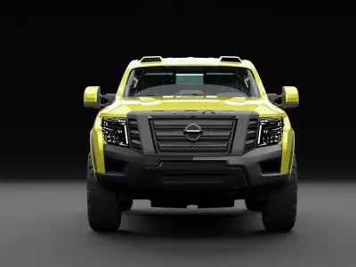 Nissan 4x4 Car Metallic Yellow Low-poly 3D model