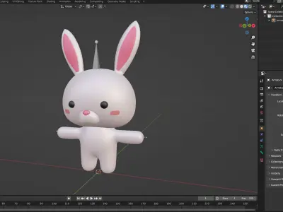 Chubby Rabbit Animated for Games Low-poly 3D model