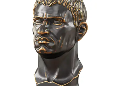 Metal head of Gaius Julius Caesar 3D model