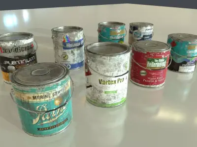 Old Paint Cans Low-poly 3D model