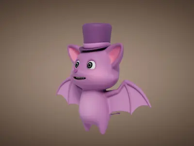 Rigged Cartoon Bat 3D model