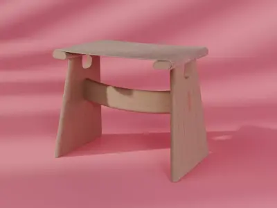 Wooden Stool 3D model