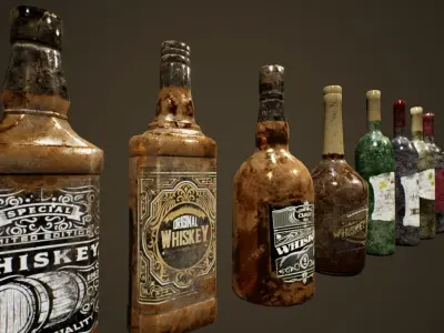 Abandoned Bottles - PBR Game Ready Low-poly 3D model