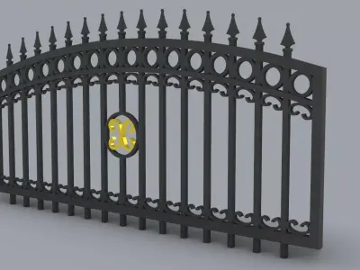 Royal Luxury Iron Fence Gate Low-poly 3D model